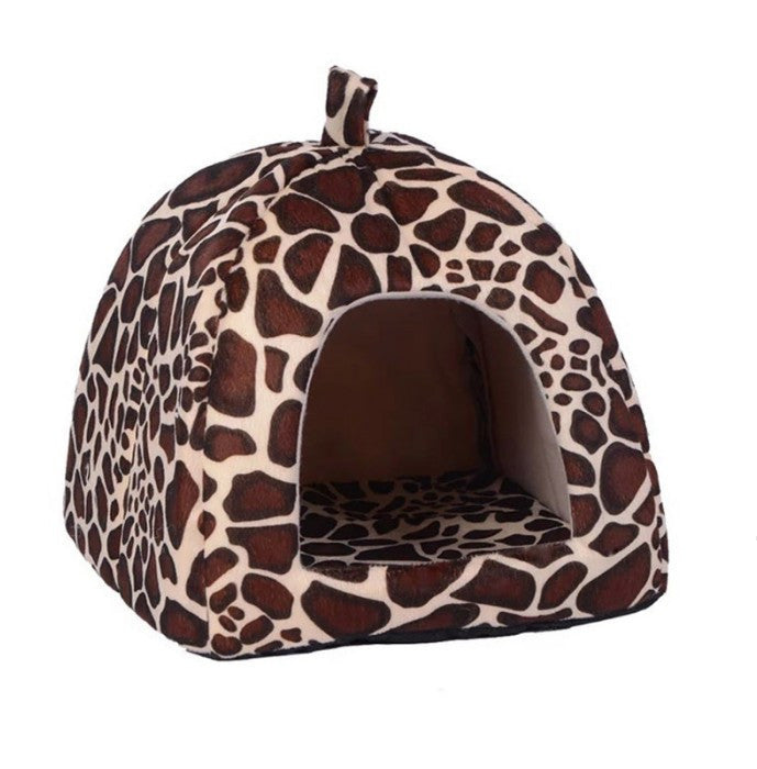 Soft Warm Leopard Print Strawberry Cat Cave