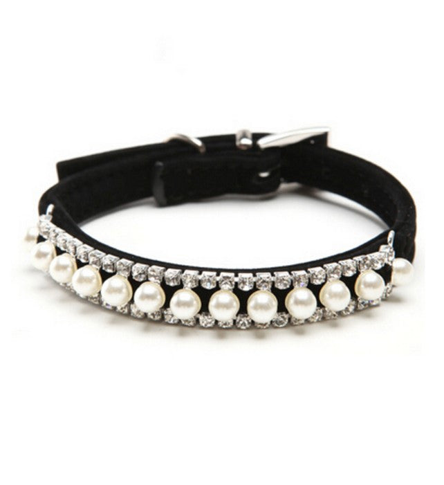 Pearl Crystal Necklace Cat Collar