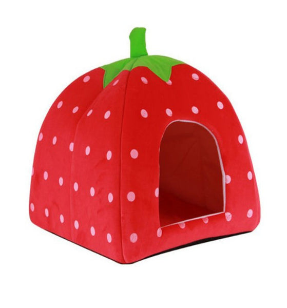 Soft Warm Leopard Print Strawberry Cat Cave