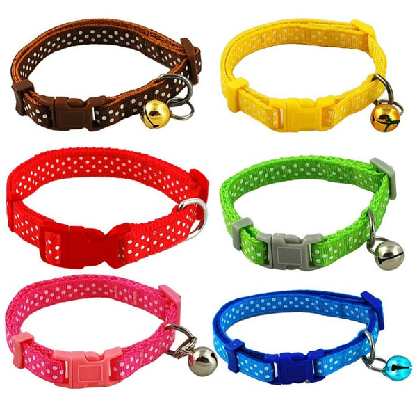 Polka Dot Print Adjustable Pet Collars With Bell