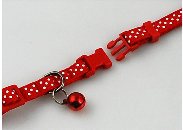 Polka Dot Print Adjustable Pet Collars With Bell